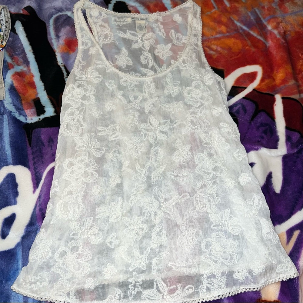 Lucky Brand Lace Floral Tank Top